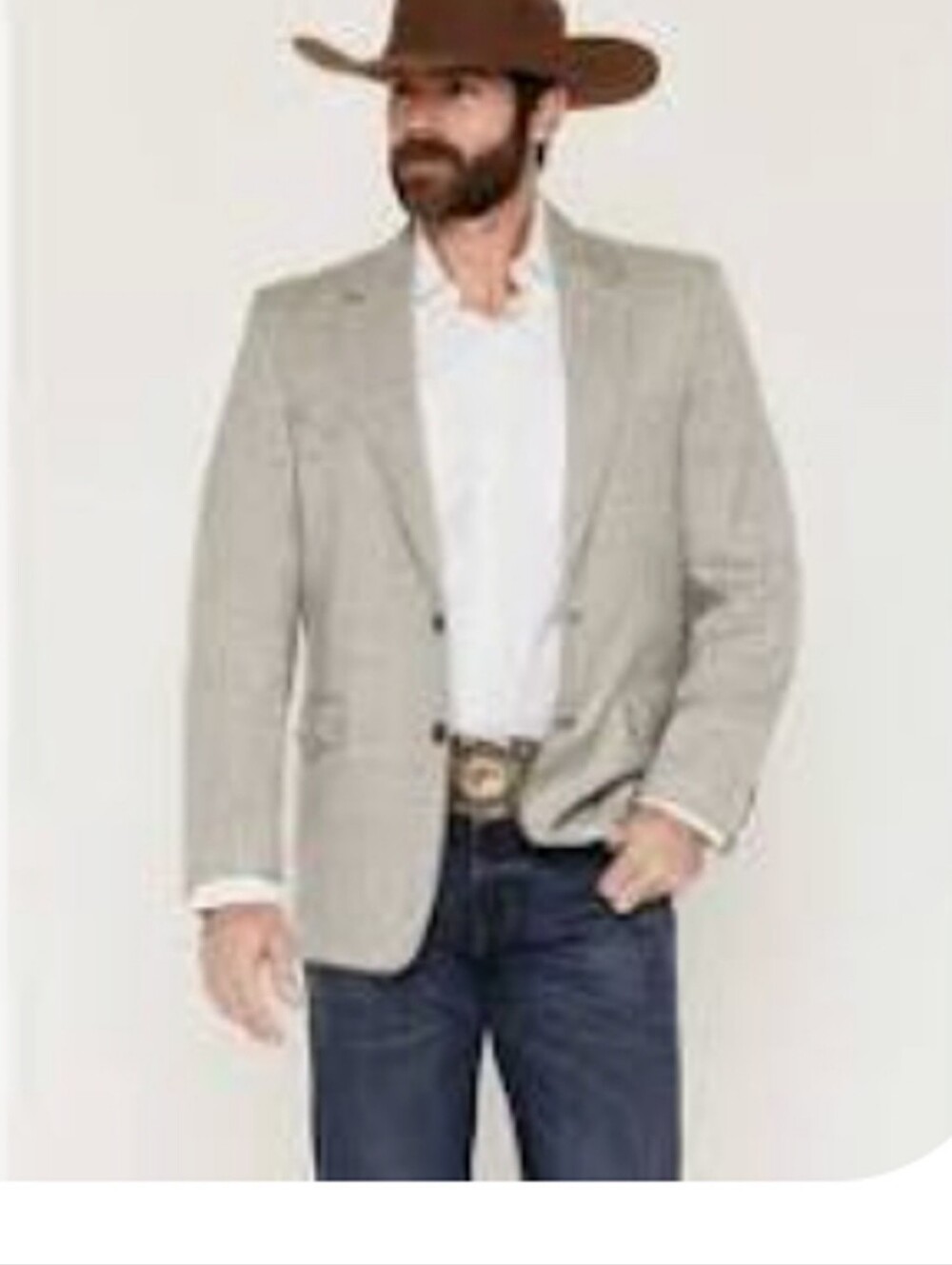 Circle S Western Wear. Cream Men's Blazer - Classic Two-Button Suit Jacket - Picture 6 of 11